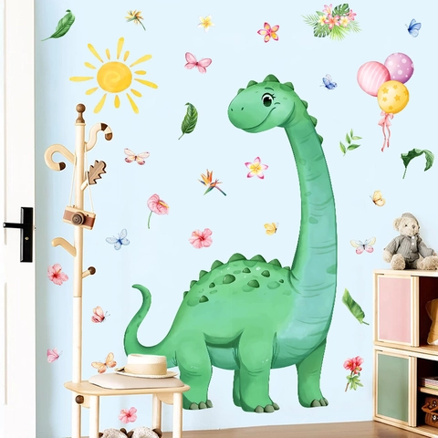 Adesivi Murali Dinosauri Cartoni Animati Giungla Cameretta Bambini PVC Rimovibili Cuore Foglia Sole Farfalla Palloncino