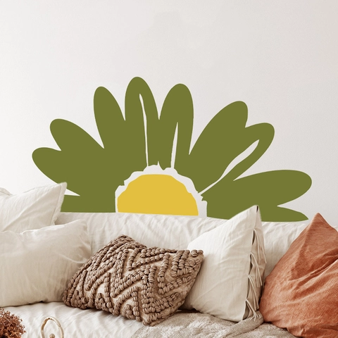 Adesivi Murali Margherita Bohemien Verde Oliva Giallo Geometrico PVC Autoadesivo Per Soggiorno Camera da Letto Casa