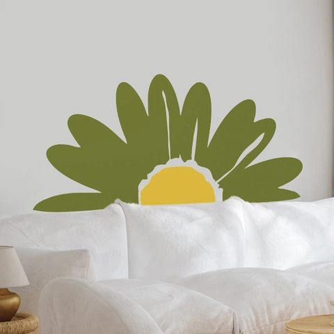 Adesivi Murali Margherita Bohemien Verde Oliva Giallo Geometrico PVC Autoadesivo Per Soggiorno Camera da Letto Casa
