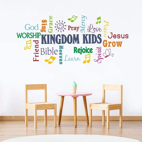Kingdom Kids Motivierende Wandtattoo PVC Selbstklebend Klassenzimmer Deko Schmetterling Bunt Religiöser Aufkleber Dekoration