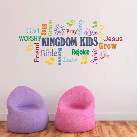 Kingdom Kids Motivierende Wandtattoo PVC Selbstklebend Klassenzimmer Deko Schmetterling Bunt Religiöser Aufkleber Dekoration