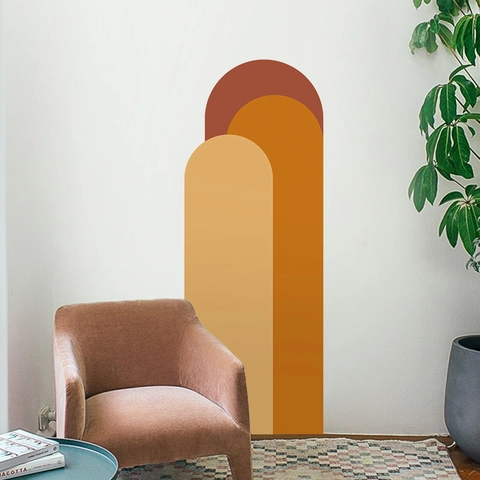 Stickers Muraux Géométriques en Arche Nordique PVC Auto-adhésif Minimaliste Boho Art Papier Peint Pour Salon Chambre Décoration