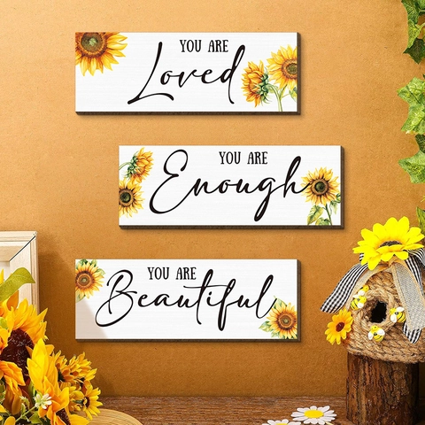 Rustic Sunflower Wooden Wall Decor Motivational Quotes Loved Enough Beautiful Inspirational Hanging Sign For Home Room Office