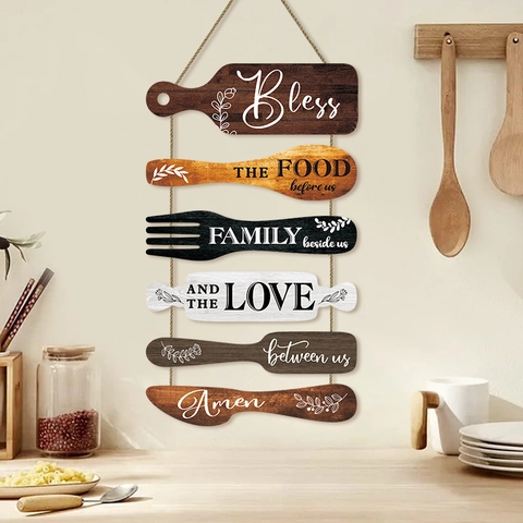 Modernes Küchen Wandschild Aus Holz Pappelholz Küchenutensilien Form Wanddeko Für Restaurant Bauernhaus Esszimmer