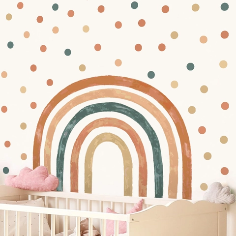 Adesivi Murali Arcobaleno Acquerello Bohémien Grandi Pois PVC Adesivi Per Camera Dei Bambini Asilo Nido Decorazione Arte Casa