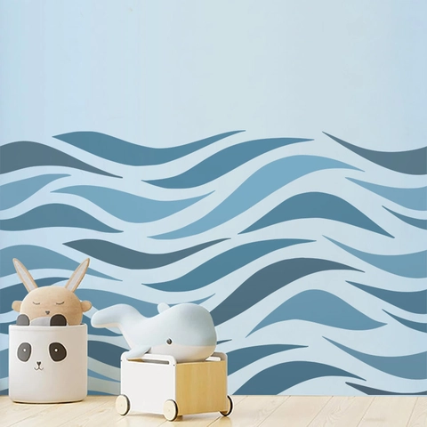 Adesivi Murali a Onda Minimalisti Moderni Impermeabile PVC Autoadesivo Geometrico Increspatura Del Mare Murale Per Camera Da Letto