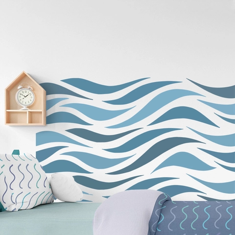 Adesivi Murali a Onda Minimalisti Moderni Impermeabile PVC Autoadesivo Geometrico Increspatura Del Mare Murale Per Camera Da Letto