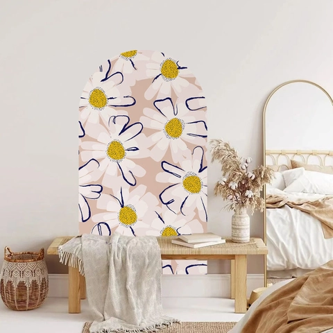 Böhmische Bogen PVC Wandaufkleber Selbstklebend Gänseblümchen Blumen Geometrisches Muster Abziehbilder Für Wohnzimmer Schlafzimmer