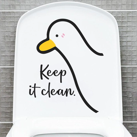 Lustige Cartoon Ente Toilettensitz Aufkleber Abnehmbare PVC Wasserdichte Slogan Wandtattoo Für Badezimmer Home Decor Zubehör