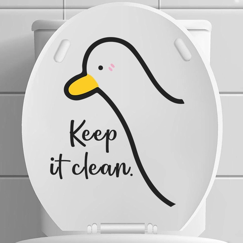 Lustige Cartoon Ente Toilettensitz Aufkleber Abnehmbare PVC Wasserdichte Slogan Wandtattoo Für Badezimmer Home Decor Zubehör