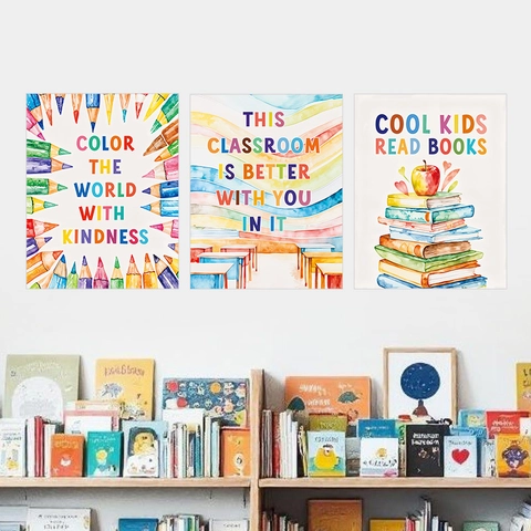 Set di Adesivi Murali Educativi in PVC Per Aula Camera Dei Bambini Citazione Ispiratrice Matita Libri Motivo Decorazione DIY