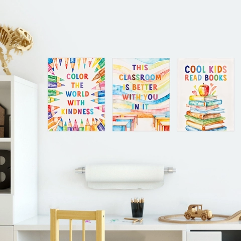 Set di Adesivi Murali Educativi in PVC Per Aula Camera Dei Bambini Citazione Ispiratrice Matita Libri Motivo Decorazione DIY