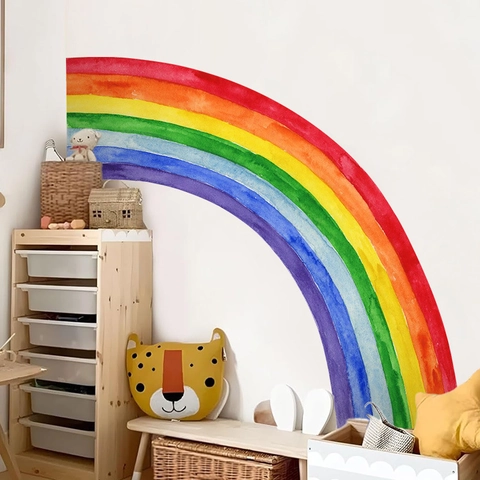 Adesivo da Parete Arcobaleno Acquerello Bohemien PVC Adesivo Murale per Cameretta Bambini Asilo Camera da Letto Aula Scuola Decorazione