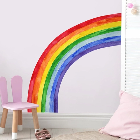 Adesivo da Parete Arcobaleno Acquerello Bohemien PVC Adesivo Murale per Cameretta Bambini Asilo Camera da Letto Aula Scuola Decorazione
