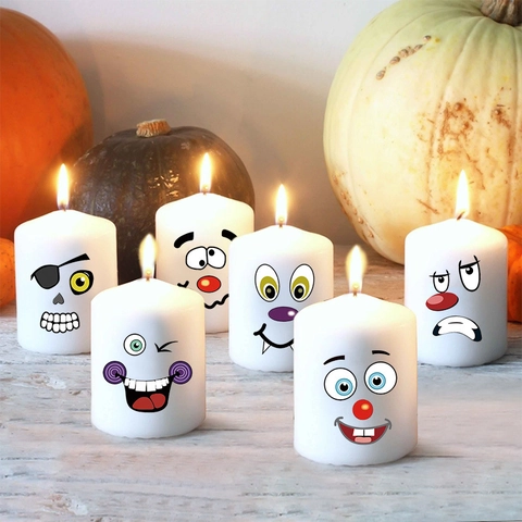 Halloween Pumpkin Decoration Stickers PVC Funny DIY Monster Face Stickers For Gift Box Festive Party Home Wall Decor
