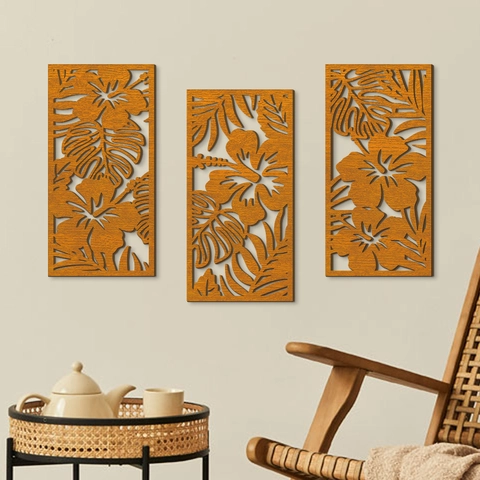 Moderne Minimalistische Tropische Pflanze Ausgehöhlte Wandkunst Aus Holz Pappelholz Monstera Blatt Wanddekoration