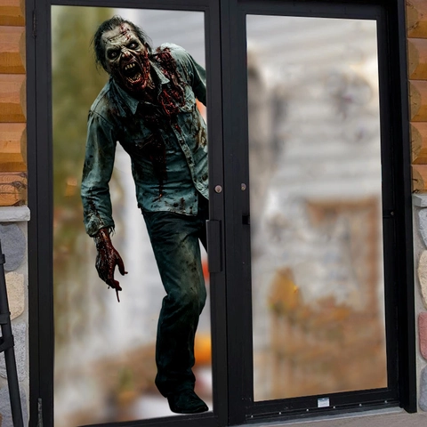 Halloween 3D Zombie Wall Sticker PVC Horror Window Decal Realistic Bloody Undead Removable Door Decor For Party Supplies