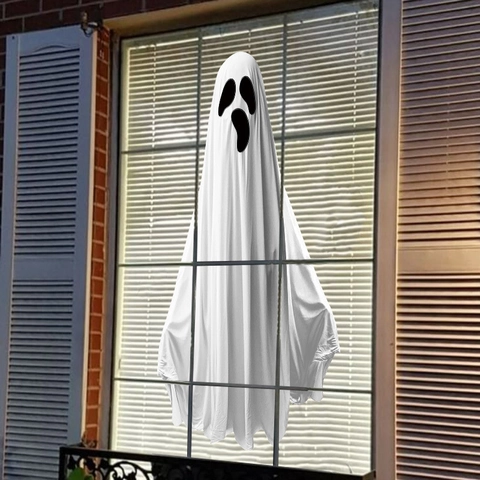 Halloween Ghost Wall Stickers Static Cling PVC Decals Spooky Scream Face Window Clings For Living Room Party Home Decoration