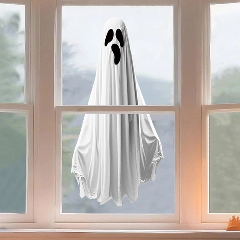 Halloween Ghost Wall Stickers Static Cling PVC Decals Spooky Scream Face Window Clings For Living Room Party Home Decoration