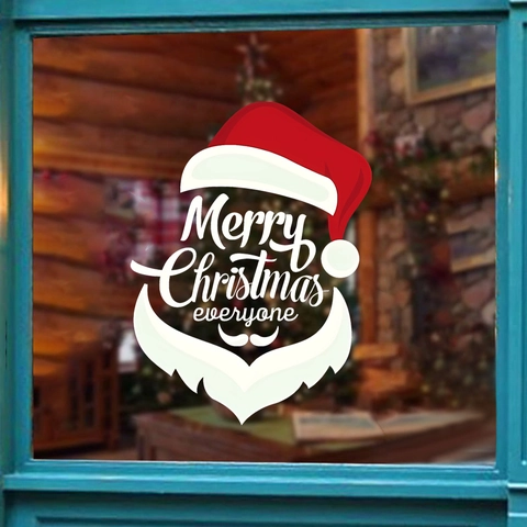 Weihnachtsmann Fensteraufkleber Weihnachtsdekoration PVC Statisch Haftendes Abziehbild Merry Christmas Belettering Für Haus Feiertag Shop Deko