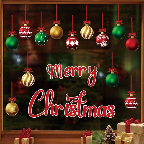 Festliche Weihnachten Wandtattoos Merry Christmas PVC Fensterbilder Rentier Schneeflocke Wasserdicht Abnehmbar Deko