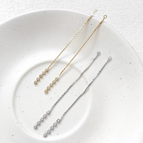Pendente a Catena con Nappa Lunga in Ottone Placcato Oro 18K Zirconia per Fai da Te Orecchini Accessori Gioielli Donna