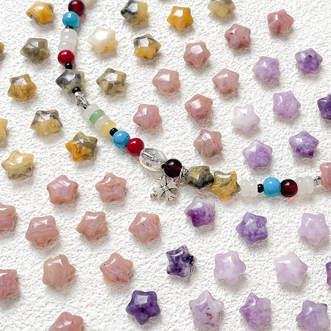 Natural Stone Agate Rose Quartz Star Shaped Beads For DIY Jewelry Making Bracelet Necklace Handmade Star Loose Beads Accessories