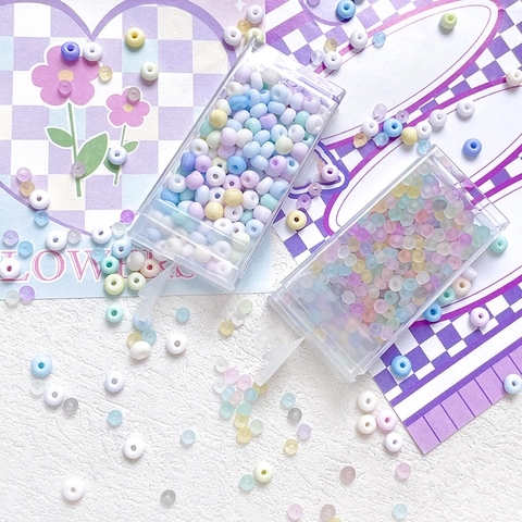 DIY Mixed Color Glass Seed Beads Round Macaron Loose Beads For Jewelry Making Bracelet Necklace Earring Lacquered Craft