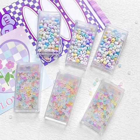 DIY Mixed Color Glass Seed Beads Round Macaron Loose Beads For Jewelry Making Bracelet Necklace Earring Lacquered Craft