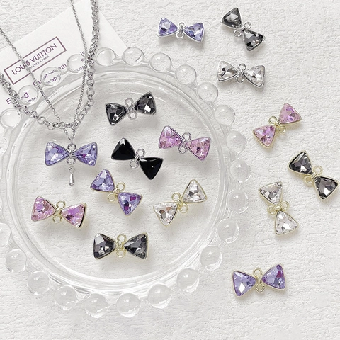 Colgante de Lazo de Aleación Con Strass Accesorios de Creación de Joyas DIY para Collar Pulsera Dijes de Lazo Hechos a Mano