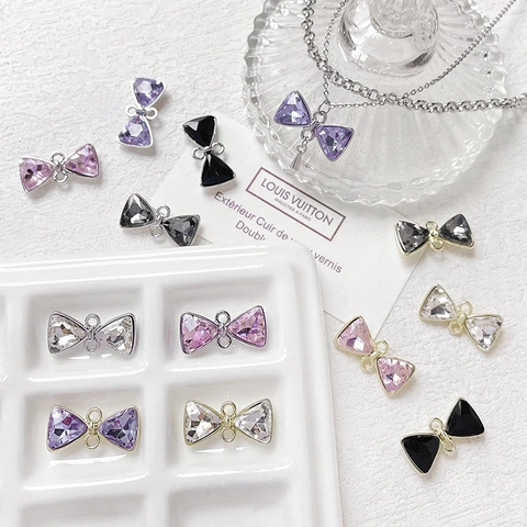 Colgante de Lazo de Aleación Con Strass Accesorios de Creación de Joyas DIY para Collar Pulsera Dijes de Lazo Hechos a Mano