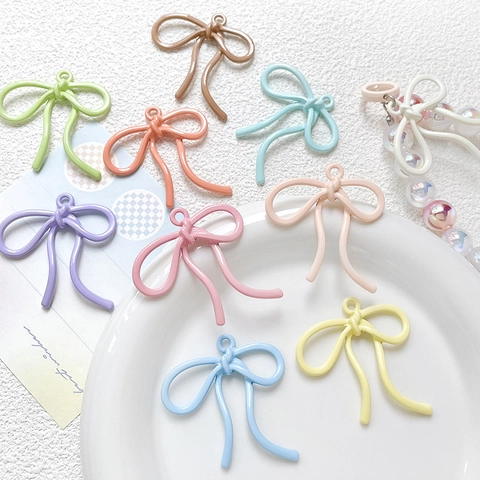 Snoepkleur Emaille Strik Legering Hanger Voor DIY Sieraden Maken Ketting Armband Telefoon Charm Accessoires Vrouwen Cadeau