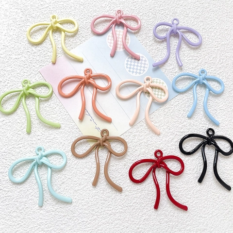 Snoepkleur Emaille Strik Legering Hanger Voor DIY Sieraden Maken Ketting Armband Telefoon Charm Accessoires Vrouwen Cadeau