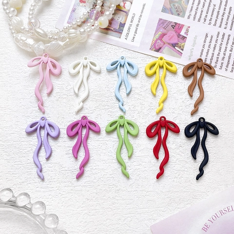 Ciondolo Fiocco in Lega Vernice Spray Charm Nastro 3D Per Creazione Gioielli Fai Da Te Bracciale Collana Orecchini Accessorio Regalo Donna