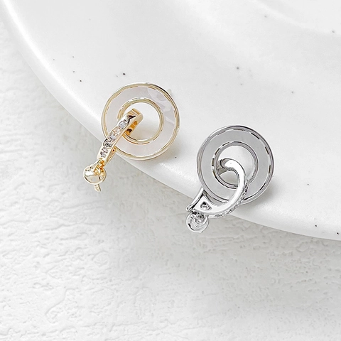 18K Gold Plated Copper Round Mother Of Artificial Pearl DIY Earring Findings With 925 Sterling Silver Earring Post Zirconia Jewelry