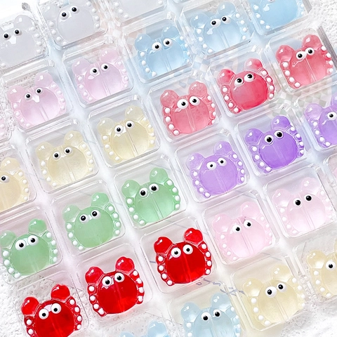 Cartoon Hand Painted Lampwork Glass Crab Beads Cute Animal Loose Beads For DIY Bracelet Necklace Jewelry Making Handmade Material