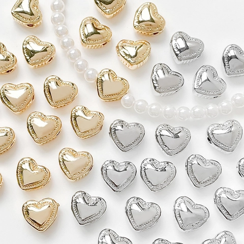 14K Gold Plated Copper Heart Separator Beads DIY Jewelry Making Accessories For Handmade Bracelet Necklace Beading Material