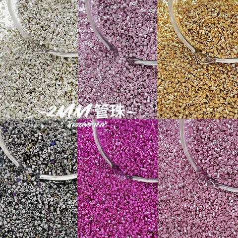 Metallic Glossy Glass Bugle Beads For DIY Handmade Jewelry Bracelet Necklace Weaving Materials Craft Accessories