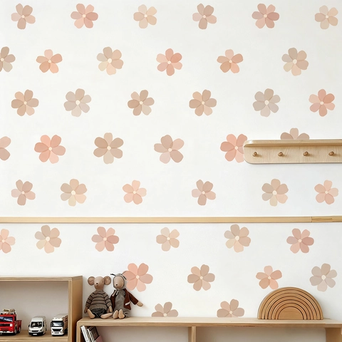 Adesivi Murali Botanici ad Acquerello Boho in PVC Autoadesivi Margherite per Cameretta Bambini Camera da Letto Decorazione Casa