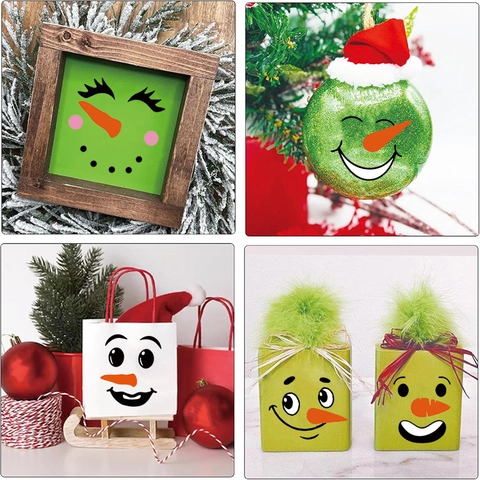 8 Hojas Pegatinas de Pared DIY Cara Expresión Muñeco de Nieve Navidad PVC Impermeable Decoración Regalo