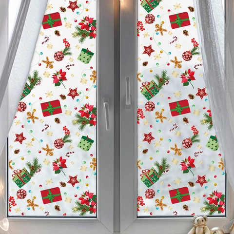 Adesivi per Finestre di Natale PVC Smerigliato Statica Omino di Pan di Zenzero Decorazione per Porta in Vetro Casa