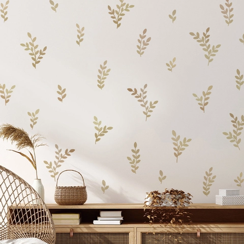 Modern Nordic Eucalyptus Leaf Wall Stickers Set Minimalist Green Gold Botanical PVC Self Adhesive Decals For Home Decor