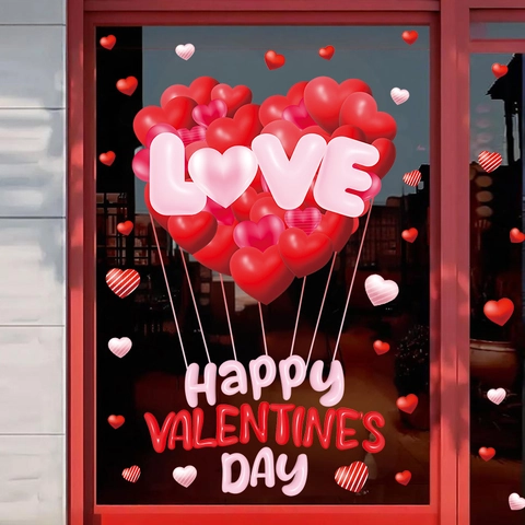 Adesivi per Finestre Cuore Amore Romantico Decorazione San Valentino Decalcomanie PVC per Matrimonio Casa Festa