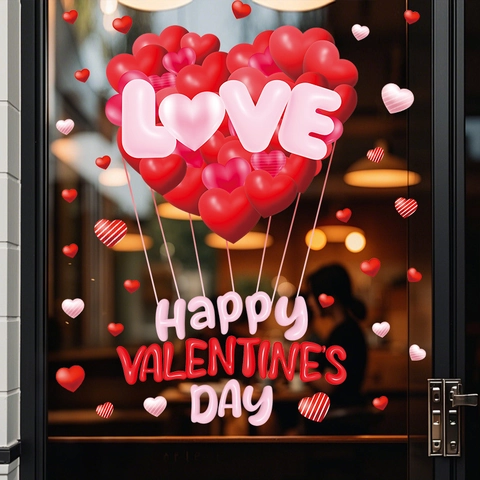 Adesivi per Finestre Cuore Amore Romantico Decorazione San Valentino Decalcomanie PVC per Matrimonio Casa Festa