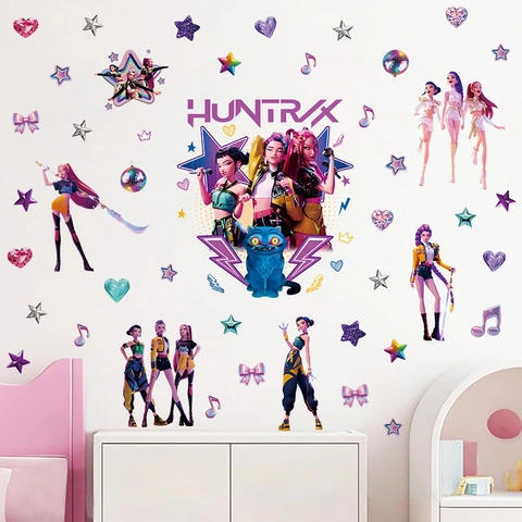 Cartoon Anime Girlgroup PVC Wandaufkleber K-Pop Idol Stil Dekorative Aufkleber Für Schlafzimmer Laptop Kleiderschrank Deko
