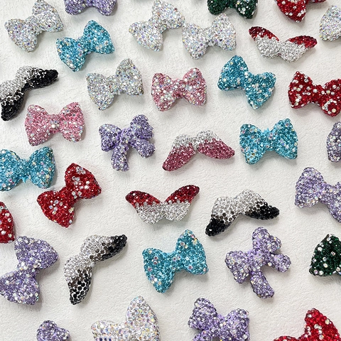 DIY Rhinestone Bowknot Wing Charms Zinc Alloy Pave Sparkly Jewelry Accessories For Bracelet Necklace Phone Chain Women