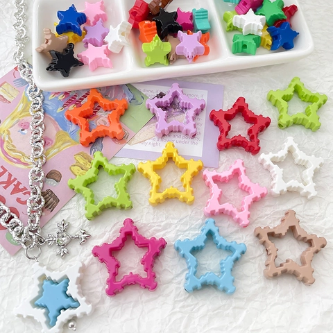 Cuentas de Estrella de Acrílico DIY Colores Dopamina Dijes en Forma de Estrella para Joyería Hecha a Mano Pulseras Collares Teléfono