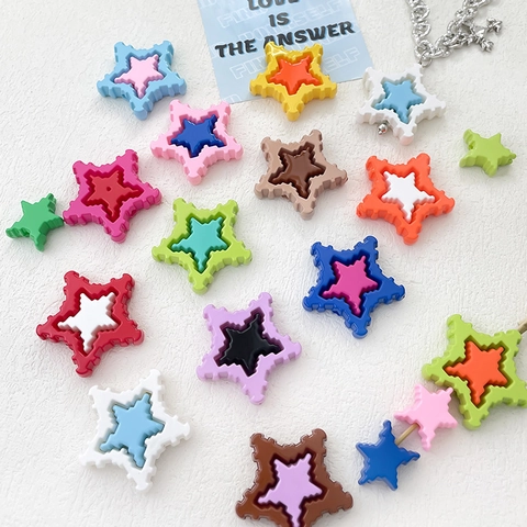 Cuentas de Estrella de Acrílico DIY Colores Dopamina Dijes en Forma de Estrella para Joyería Hecha a Mano Pulseras Collares Teléfono