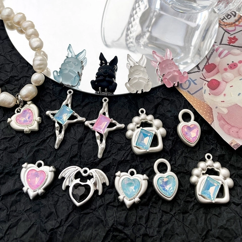 Sweet Cute Alloy Resin Bunny Heart Cross Star Pendants For DIY Necklace Bracelet Earring Jewelry Making Accessories