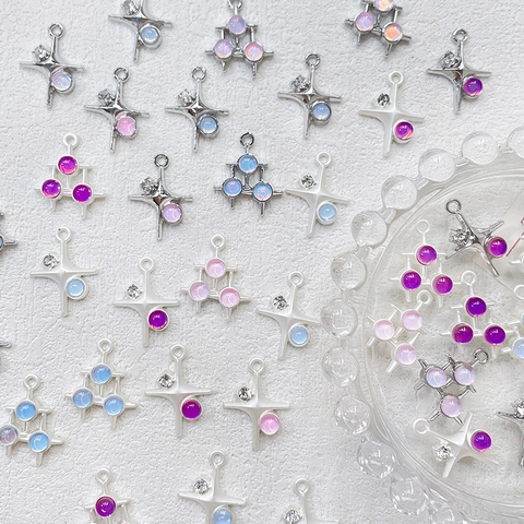 Ins Sweet Alloy Starry Sky Star Cross Pendants For DIY Jewelry Making Gold Silver Plated Zirconia Resin Charms Necklace Accessories